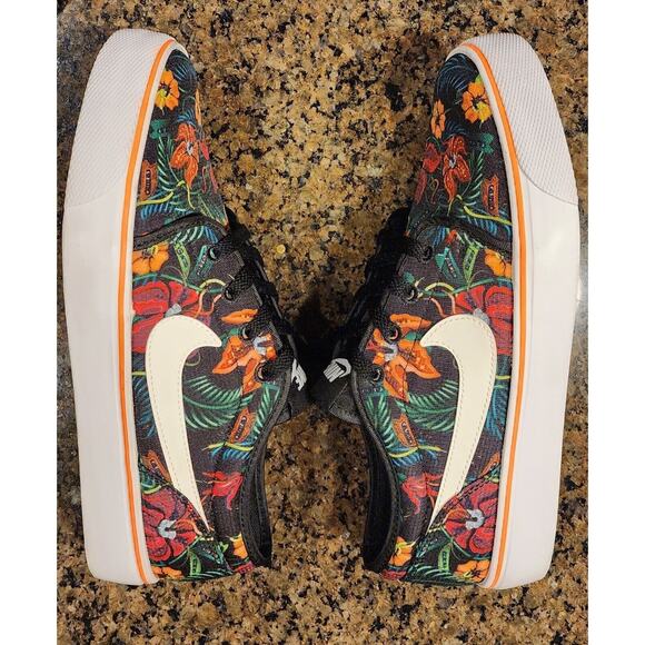 Nike Toki Low Txt Print “Floral” Orange/White/Black 631697-810 Size 7 - Picture 4 of 7